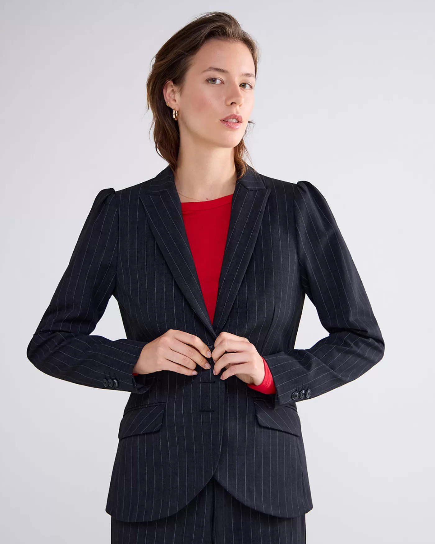 blazer_met_krijtstreep_115714.webp Summum Blazers & Jasjes<Blazer met krijtstreep