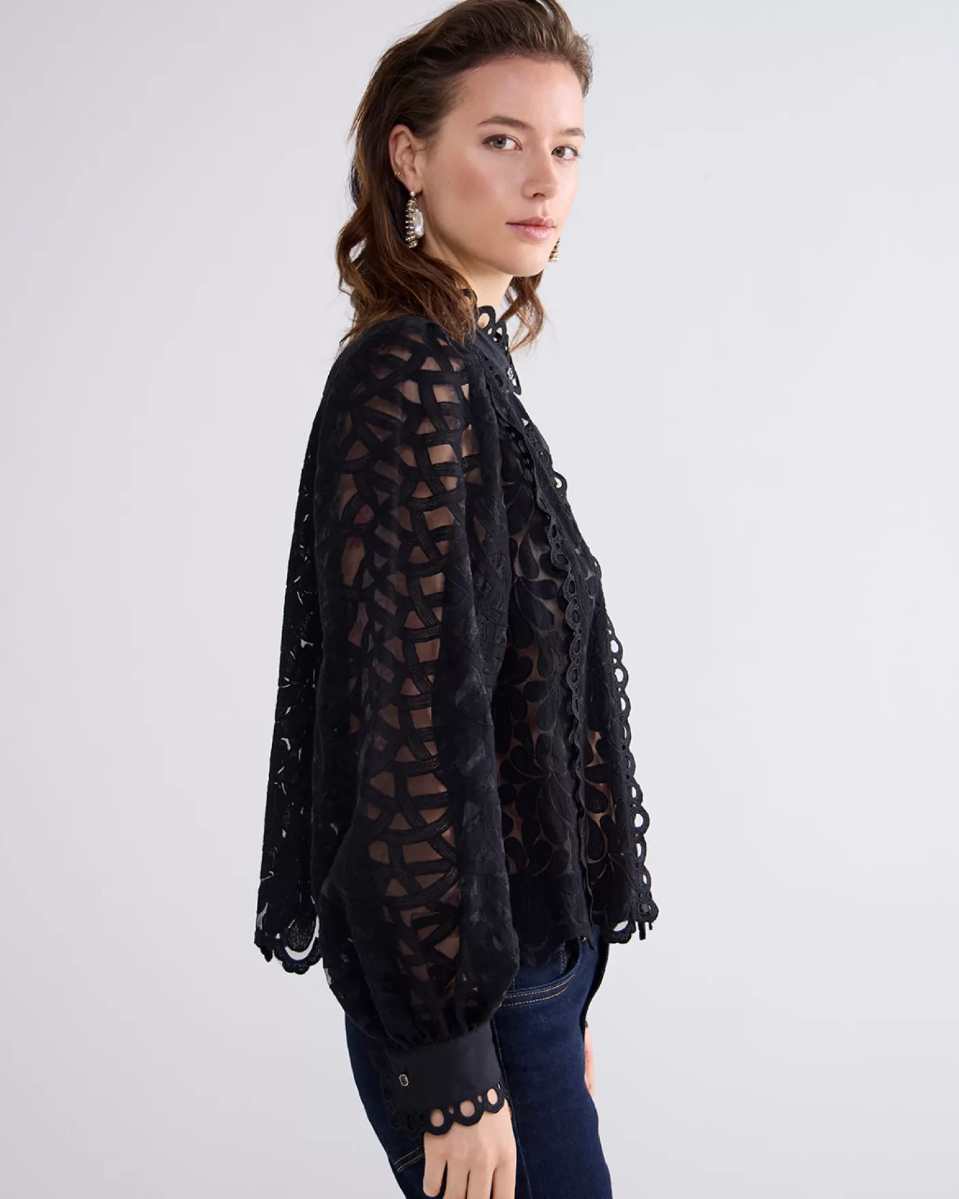blouse_geweven_kant_114810.webp Summum Blouses<Blouse geweven kant
