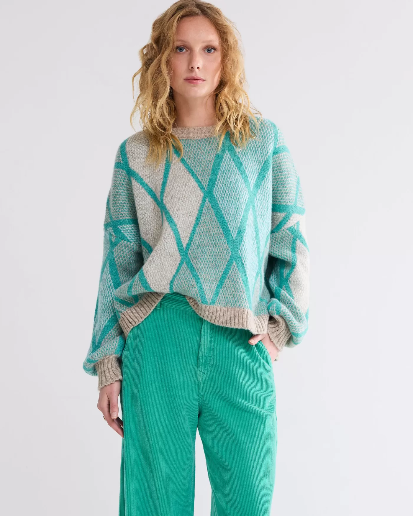 boxy_argyle_sweater_117382.webp Summum Truien & Vesten<Boxy argyle sweater