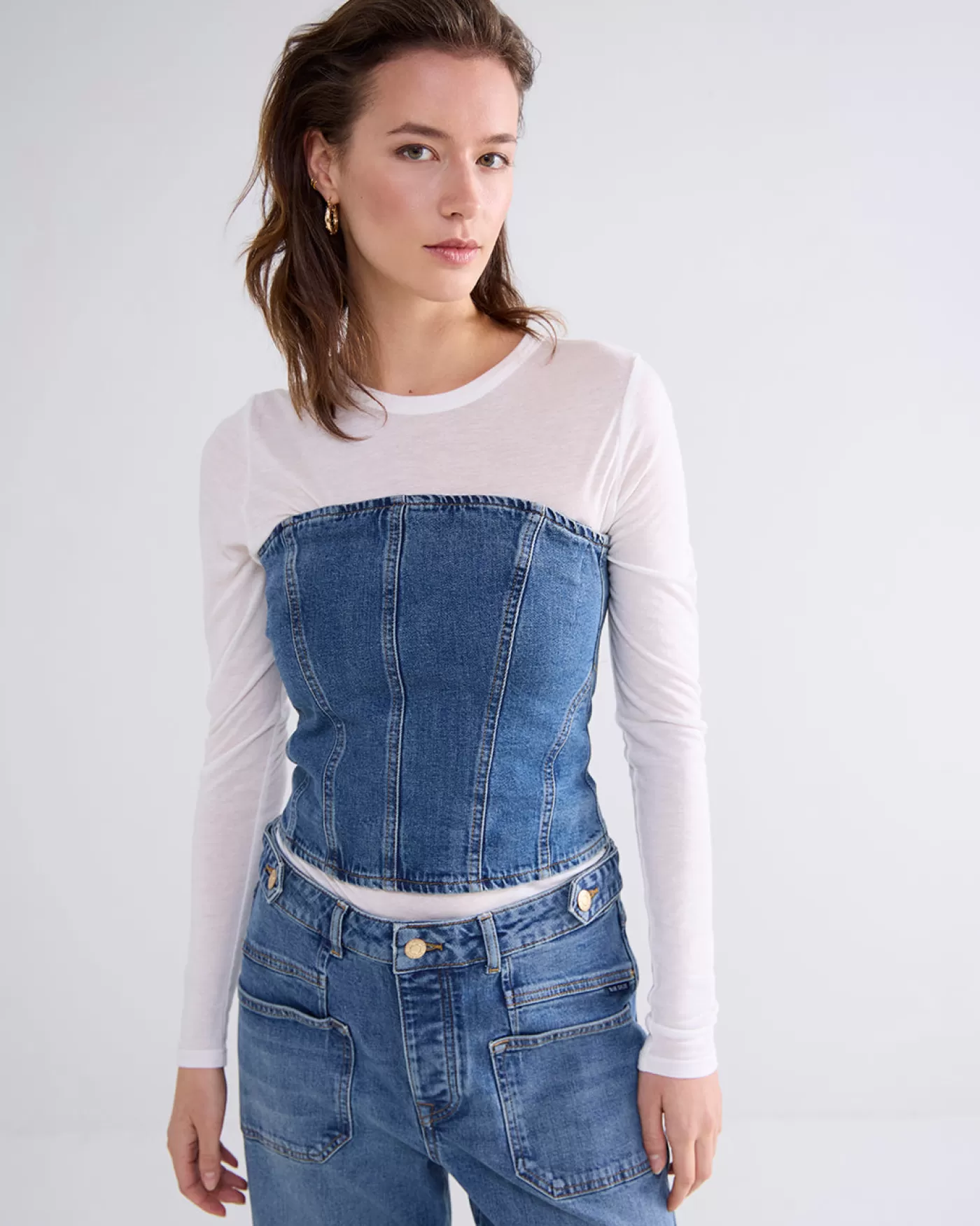 Summum Tops & T-Shirts<Denim corset