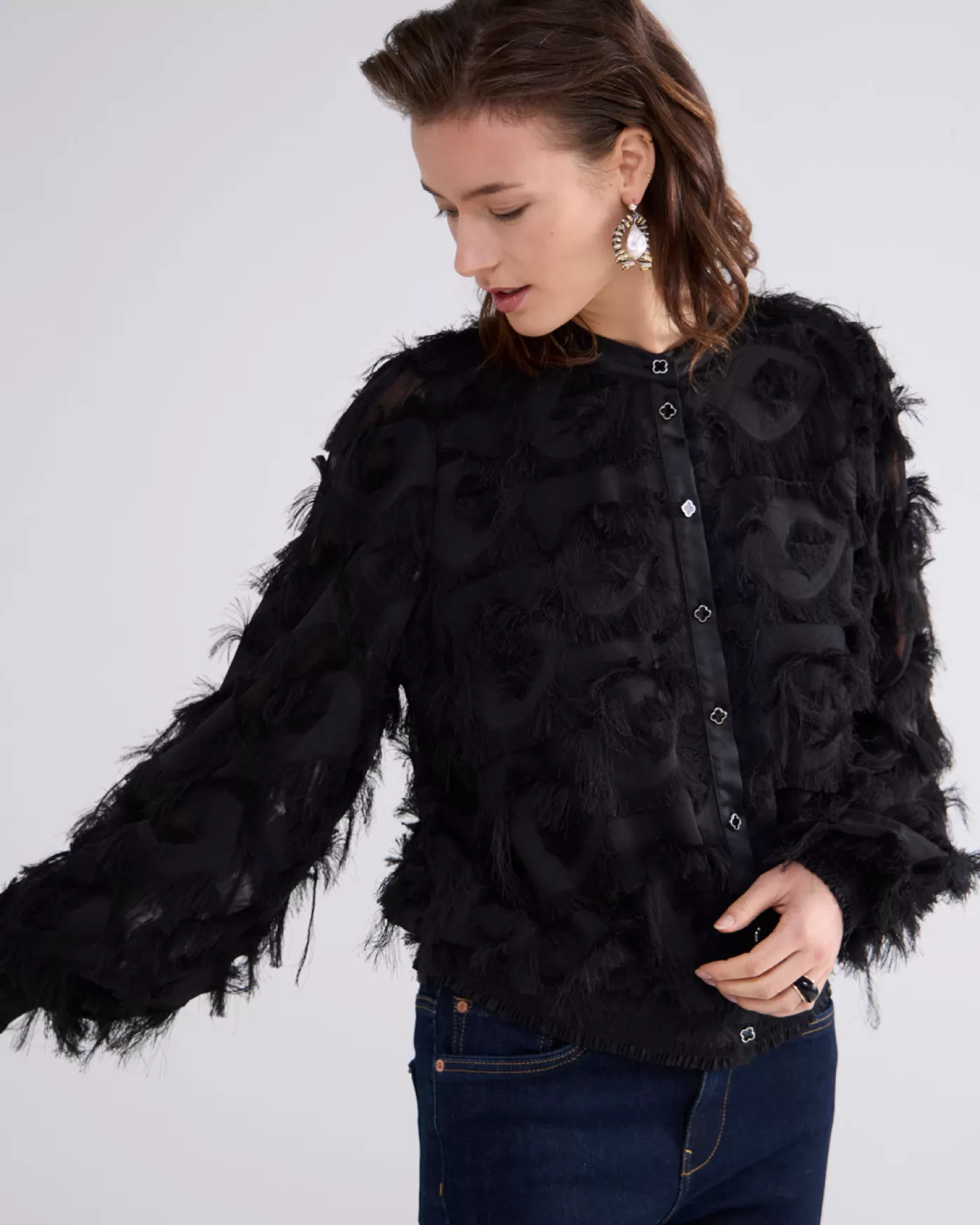 fluffy_blouse_met_franjes_115187.webp Summum Blouses<Fluffy blouse met franjes