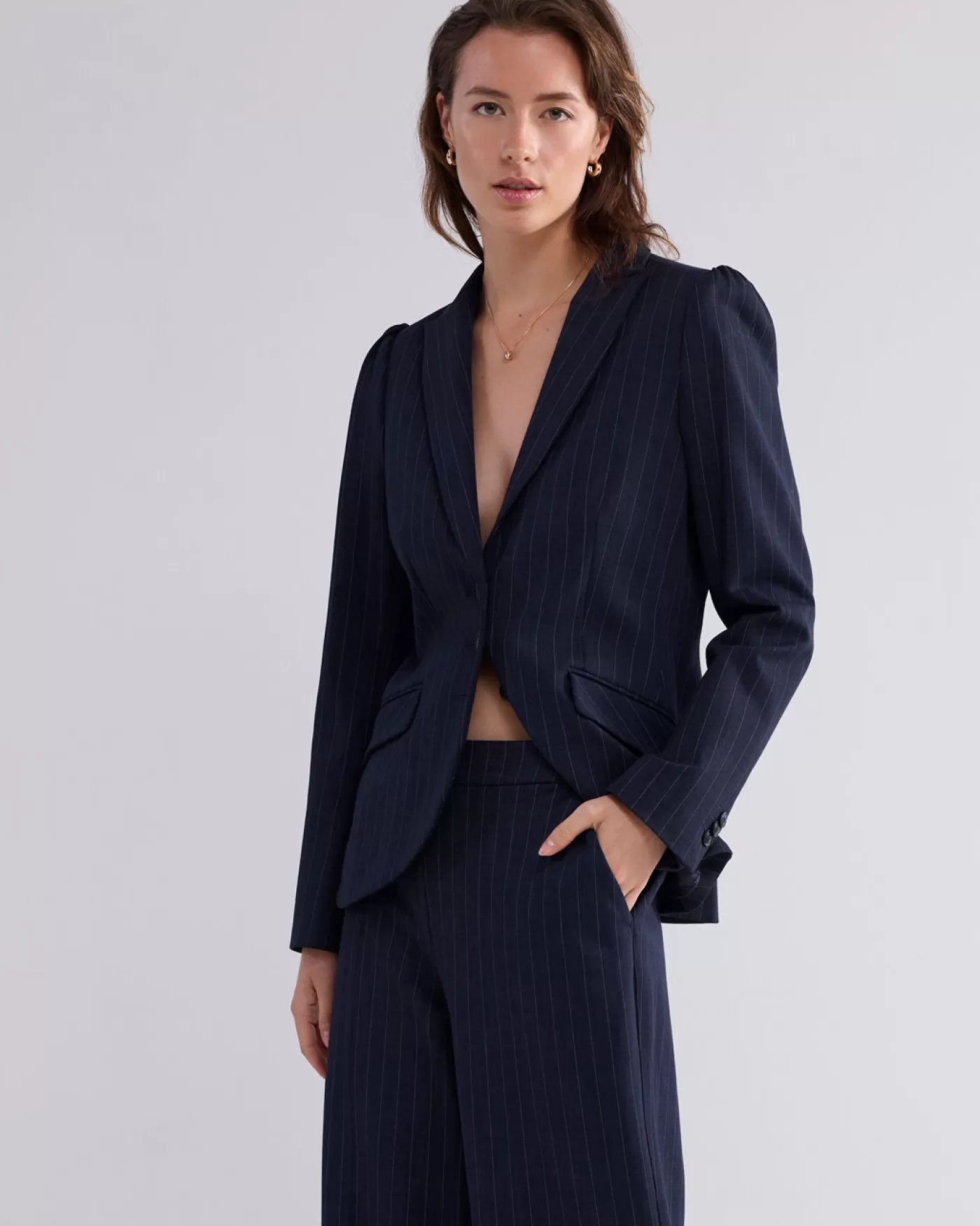 lichte_flared_streepjesbroek_116062.webp Summum Broeken & Jumpsuits<Lichte flared streepjesbroek