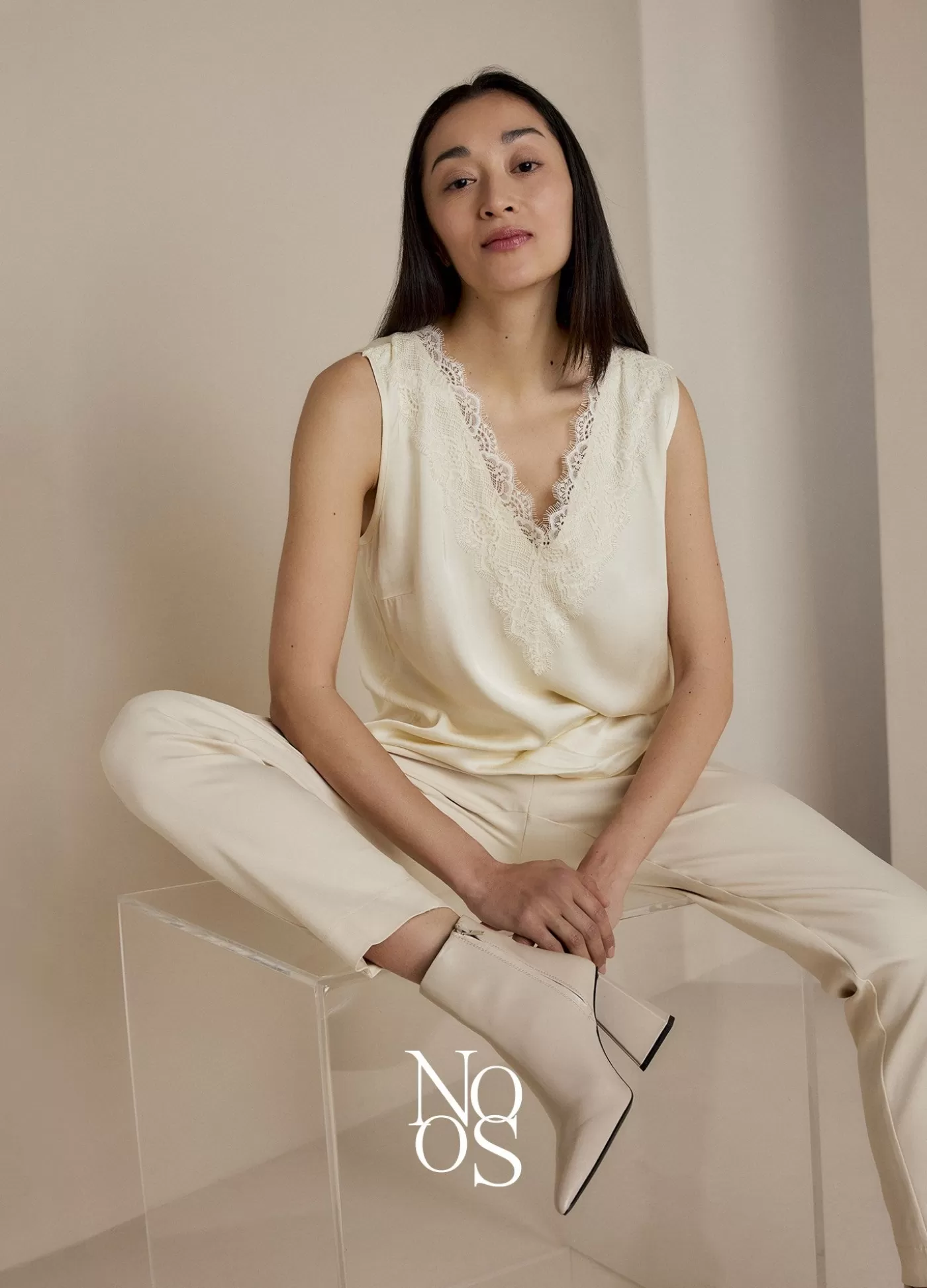 Summum Basics | Tops & T-Shirts<Satijnen top met kant