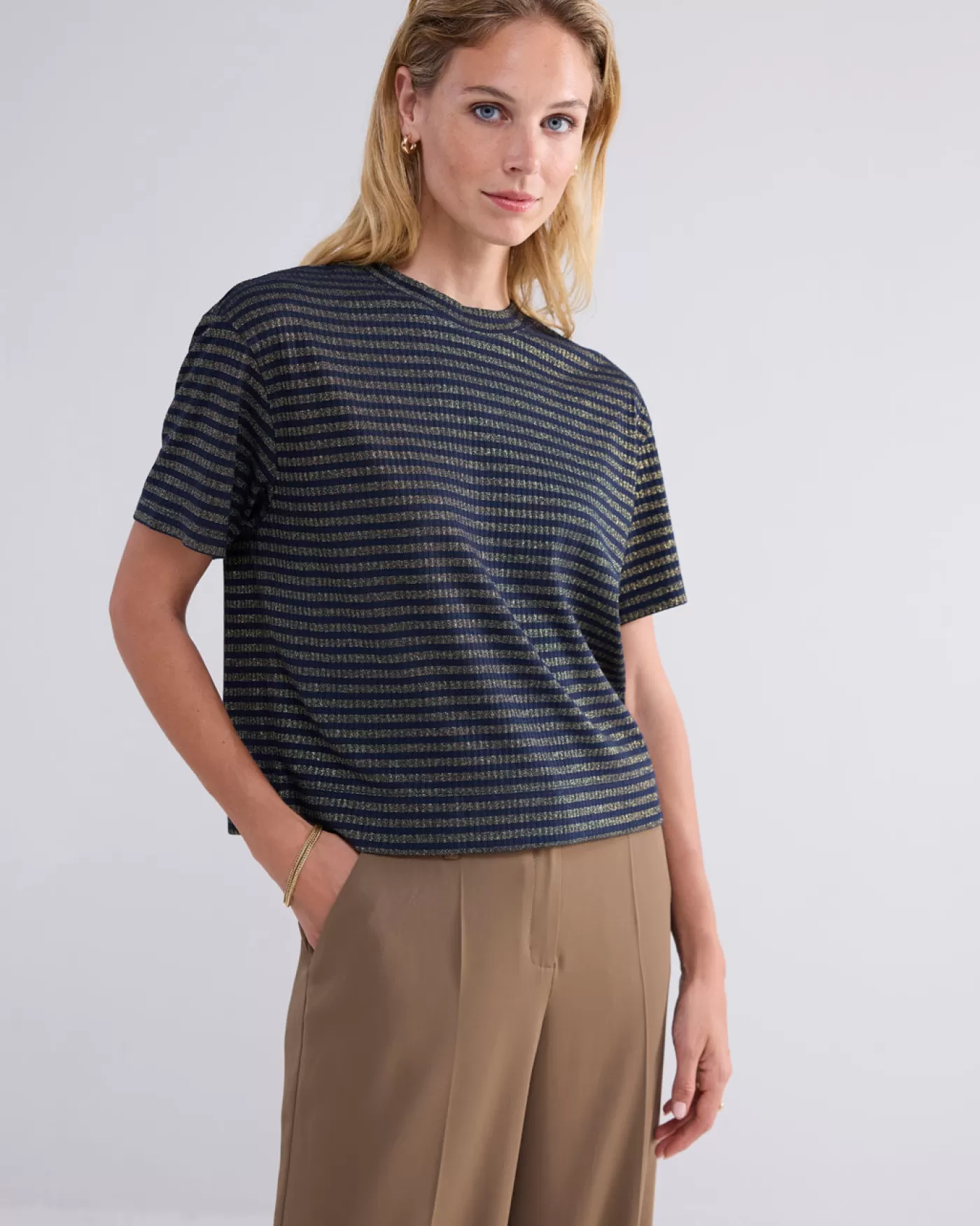 Summum T-Shirts | Tops & T-Shirts<Shortsleeve top met lurex rib